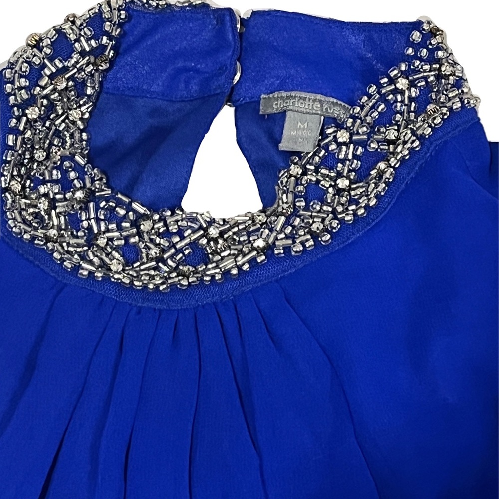 Blue top with Beaded Collar - Picture 2 of 2